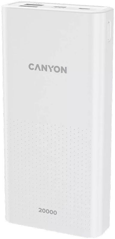 Baterie externa Canyon PB-2001, 20.000 mAh, 2x USB, White, Tehnologie Smart IC