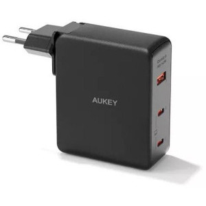 Aukey PA-B7O, 2x USB-C, 1x USB, Quick Charge 140 W, Black