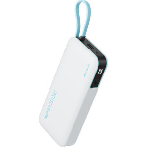 Cuktech CP25, 20000 mAh, 1x USB, 1x USB-C, 55 W, Display, Cablu USB-C integrat, White