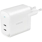 Incarcator retea Logilink PA0282, 2x USB-C, Quick Charge 40 W, GaN, White
