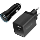 Incarcator retea Logilink PA0300, 1x USB-C, 1x USB, Quick Charge 15 W, Black + Incarcator auto