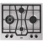 Plita incorporabila Beko HIAW642210X, Gaz, 4 arzatoare, Sistem de siguranta, Gratar fonta, Wok, 60 cm, Inox