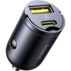 Incarcator auto Baseus C00035001121-02, 1x USB-C, 1x USB, 30 W, Black