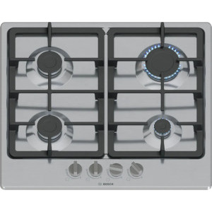 Bosch PGP6B5K90, Gaz, 4 zone de gatit, Aprindere electrica integrata, Sistem de siguranta, Gratar fonta, 60 cm, Inox