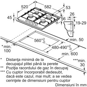 Bosch PGP6B5K90, Gaz, 4 zone de gatit, Aprindere electrica integrata, Sistem de siguranta, Gratar fonta, 60 cm, Inox