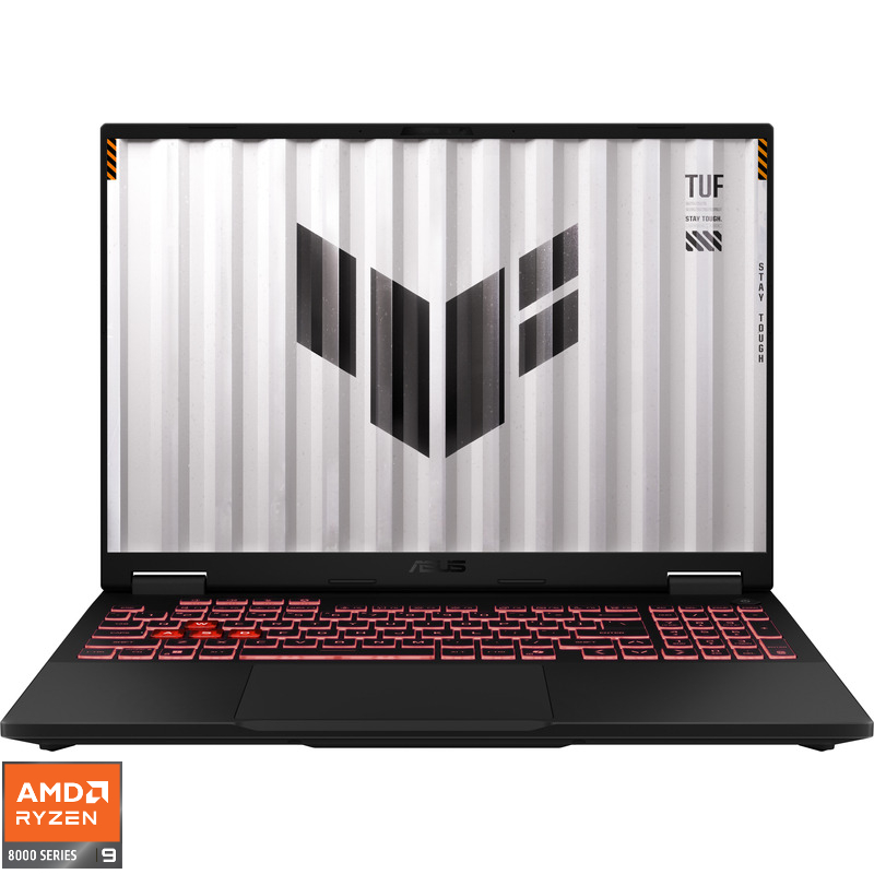 Laptop ASUS Gaming 16'' TUF A16 FA608PM, FHD+ 165Hz, Procesor AMD Ryzen™ 9 8940HX (64M Cache, up to 5.3 GHz), 16GB DDR5, 1TB SSD, GeForce RTX 5060 8GB, No OS, Jaeger Gray
