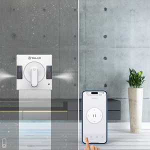 Tellur Robot curatare geamuri WiFi RWC02, 2 rezervoare de apa, anti cadere, Alb