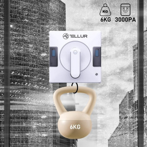 Tellur Robot curatare geamuri WiFi RWC02, 2 rezervoare de apa, anti cadere, Alb