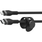 Cablu de date / adaptor Belkin BoostCharge USB-C Male la Lightning Male, braided silicone 2m, Black