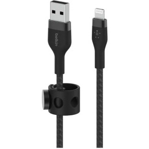 Belkin BoostCharge Pro Flex Braided Silicone USB Male la Lightning Male, 2m, Black