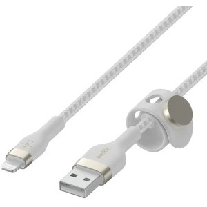 Belkin BoostCharge Pro Flex Braided Silicone USB Male la Lightning Male, 2m, White