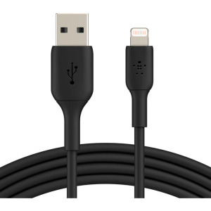 Cablu de date / adaptor Belkin BoostCharge, USB-C Male la Lightning Male, 1m (2 buc.), Black