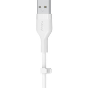 Belkin BoostCharge Flex Silicone, USB Male la Lightning Male, 3m, White
