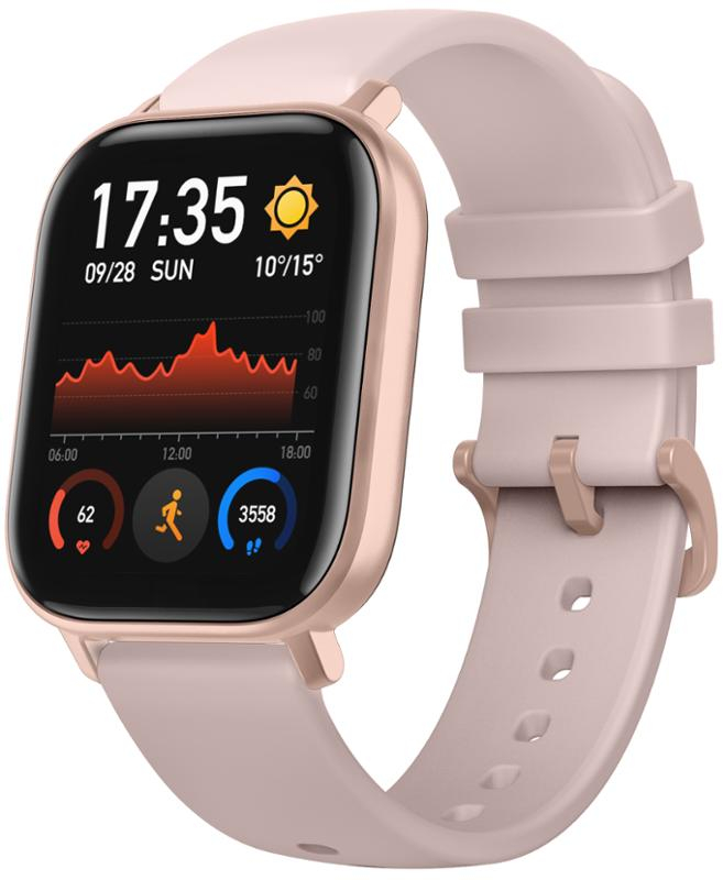 SmartWatch Amazfit GTS, Rose Pink, curea silicon, Bluetooth si senzor PPG, recomandat pentru inot, autonomie pana la 14 zile