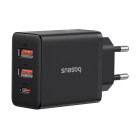Incarcator retea Baseus Cube, Quick Charge 30W, 1x USB-C, 2x USB, Black