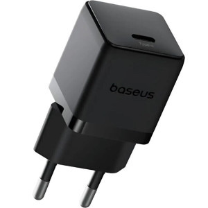 Incarcator retea Baseus Palm, Quick Charge 20W, 1x USB-C, Black + cablu USB Type-C la USB Type-C 1m