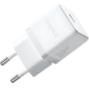 Baseus Palm, Quick Charge 30W, 1x USB-C, White + cablu USB Type-C la USB Type-C 1m