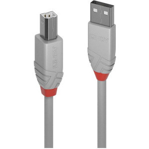 LINDY Anthra, USB 2.0 Male Tip A - USB Male 2.0 Tip B, 2m, gri