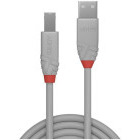 Cablu periferice LINDY Anthra, USB 2.0 Male Tip A - USB Male 2.0 Tip B, 2m, gri