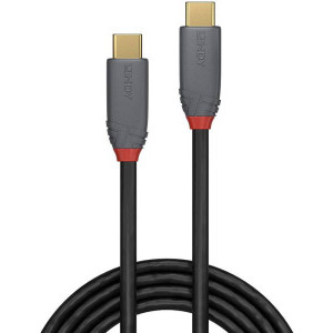 LINDY Anthra, USB 3.2 tip C Male - USB 3.2 tip C Male, 5A, PD, 1.5m, negru-gri
