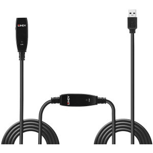 LINDY Active Extension Slim, USB 3.0 Male tip A - USB 3.0 Female tip A, 15m, negru