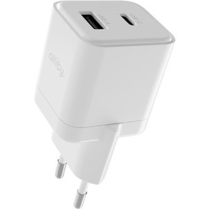 Incarcator retea Allity ATC-01-20WAC, 1x USB-C, 1x USB, Quick Charge 20 W, GaN, White