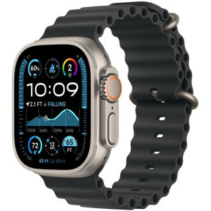 Apple Ocean Band Black, 49mm Natural Titanium Finish