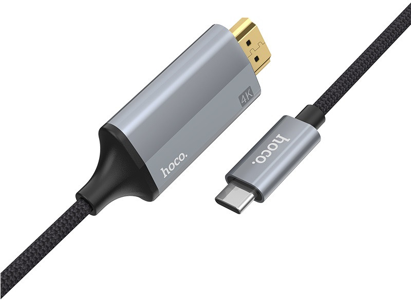 Cablu video Hoco USB Male tip C - HDMI Male, 1.8m, gri