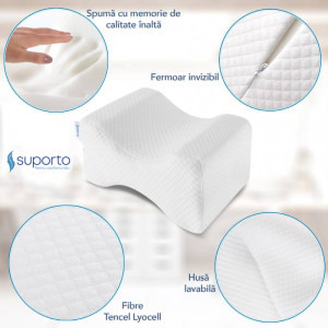 Suporto Set perne pentru dormit ortopedica cervicala si perna pentru genunchi