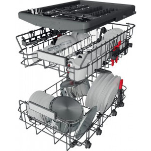 Whirlpool WSBO3O34PFX, Slim, 10 seturi, 8 programe, Clasa D, 6th Sense, Power Clean, 45 cm