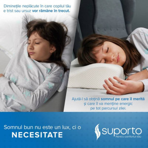 Suporto Set 2x perne cu suport cervical din spuma cu memorie pentru copii 12-16 ani