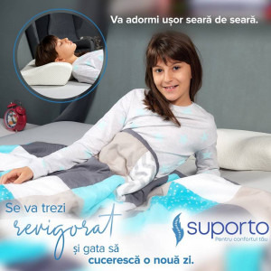 Suporto Set 4x perne cu suport cervical din spuma cu memorie pentru copii 12-16 ani