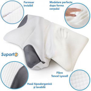Suporto Set 2x perne ortopedice din spuma cu memorie, cu extensii