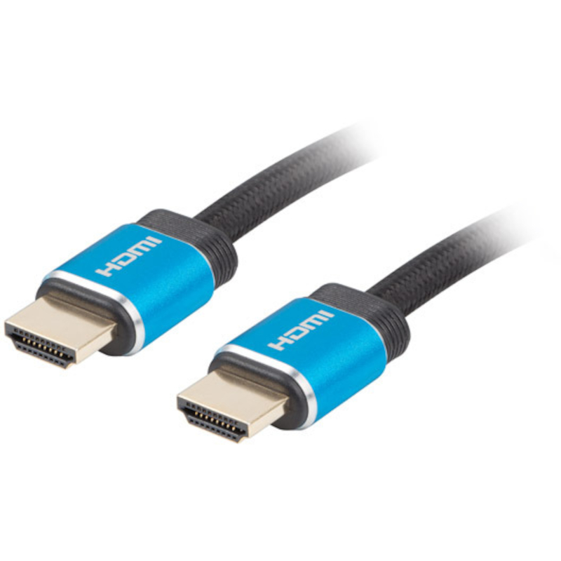 Cablu video Lanberg Premium HDMI Male - HDMI Male, v2.0, 1m, negru-albastru