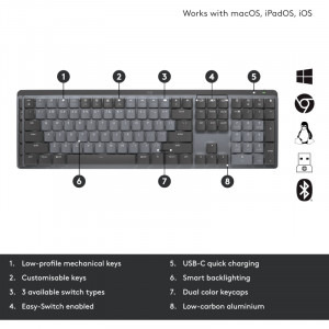 Logitech MX Mechanical Wireless Illuminated Performance Graphite