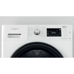 Whirlpool FFTM229X2BEE, Pompa de caldura, 9 kg, Clasa E, Inverter, FreshCare+, 6th Sense, Alb