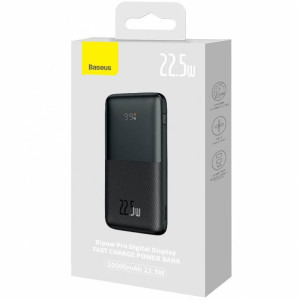 Baseus BIPOW Pro, 10000 mAh, 2x USB, 1x USB-C, 22.5W, Black, cu tehnologia Quick Charge 4.0