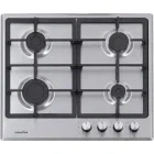 Plita incorporabila NobelTek NHBG-6400IXF, Gaz, 4 arzatoare, Aprindere electrica integrata, Sistem de siguranta, Gratar fonta, 60 cm, Inox