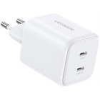 Incarcator retea Ugreen X526, 2x USB-C, Quick Charge 45 W, GaN, White
