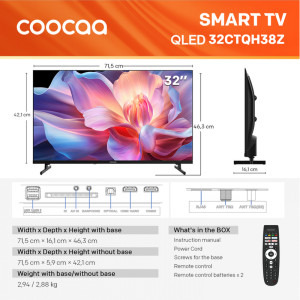 COOCAA Smart TV QLED 32CTQH38Z Seria CTQH38 80cm HD Ready