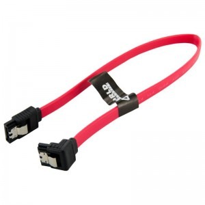 4World SATA-II Female - SATA-II Female, conector 90 grade, 0.3m, rosu