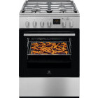 Aragaz Electrolux LKK660200X, Mixt, 4 arzatoare gaz, Cuptor electric, Gratare fonta, Plus Steam, AirFry, Aprindere integrata, Grill electric, Clasa A, 60 cm, Inox