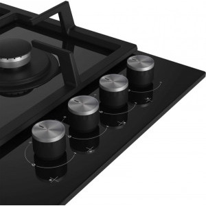 Beko HILW64225S, Gaz, 4 Arzatoare, Arzator Wok, 60 cm, Sticla neagra