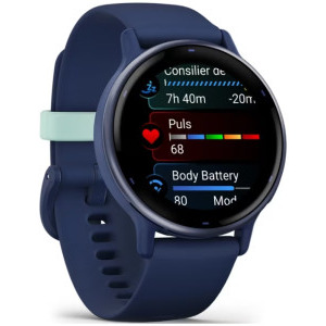 Garmin Vivoactive 5, GPS, 42mm, curea silicon, Metallic Navy/Navy