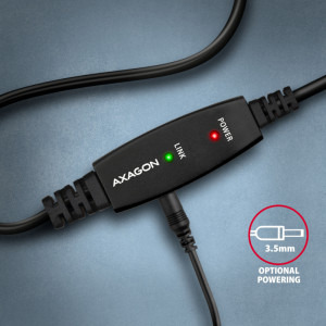 AXAGON USB tip A 2.0 Male la USB tip B 2.0 Male, 10 m, Repeater activ, Negru