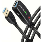 Cablu periferice AXAGON USB tip A 3.2 Gen 1 Male la USB tip A 3.2 Gen 1 Female, 5 m, Repeater activ, Negru
