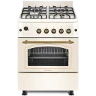 Aragaz Studio Casa FE60/60G, Gaz, 4 arzatoare, Sistem de siguranta, Aprindere integrata, Grill, Rotisor, Clasa A, 60 cm, Crem