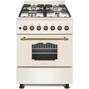 Aragaz Studio Casa ALMARETRO57/57, Mixt, 4 arzatoare, Sistem de siguranta, Aprindere integrata, Grill, Rotisor, Clasa A, 57 cm, Crem