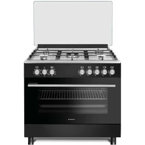 Aragaz Studio Casa BERGAMOFE90/60NERO/X, Mixt, 5 arzatoare, Sistem de siguranta, Aprindere integrata, Grill, Rotisor, Clasa A, 90 cm, Negru