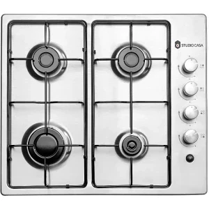 Plita incorporabila Studio Casa PG60INOX, Gaz, 4 arzatoare, Aprindere electrica integrata, Sistem de siguranta, 60 cm, Inox